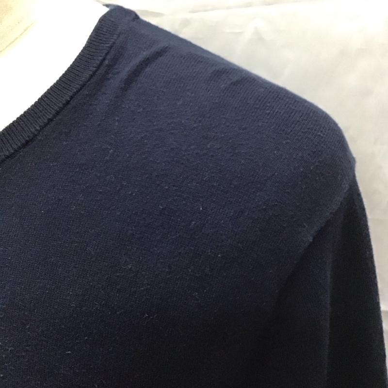 ポロラルフローレン POLO RALPH LAUREN ニット、セーター 長袖 コットン クルーネック L ワンポイント 紺 / ネイビー / メンズ USED 古着 中古 10112394
