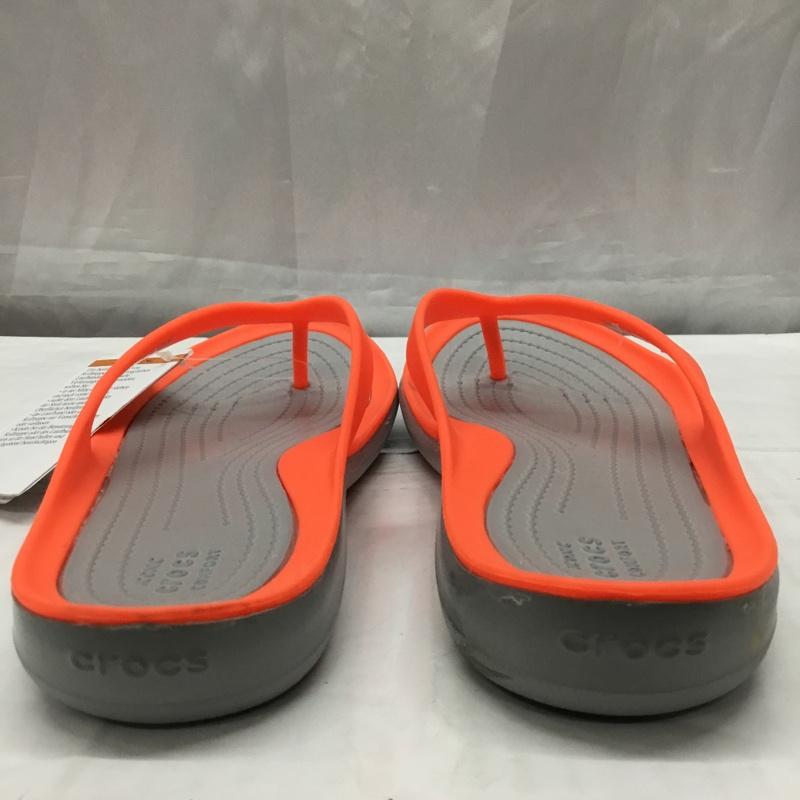 クロックス crocs サンダル サンダル 204974-6PK Swiftwater Flips 24cm ビーチサンダル 24.0cm ロゴ、文字 灰 / グレー / X 橙 / オレンジ / レディース USED 古着 中古 10110647