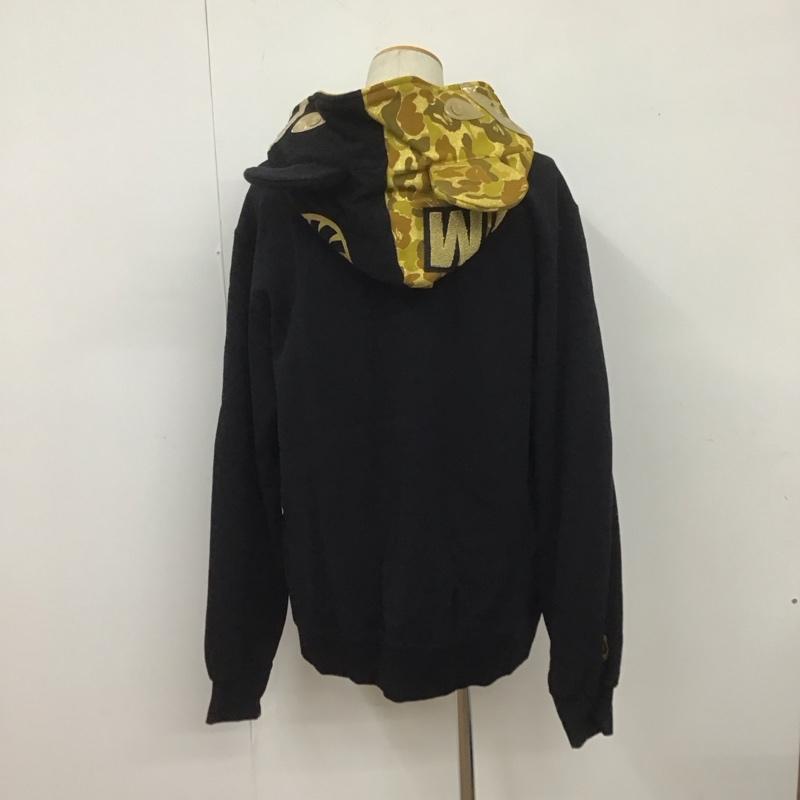 アベイシングエイプ A BATHING APE パーカー 長袖 長袖パーカー フード付きパーカー プリントスウェット トレーナー ジップアップパーカー XXL ロゴ、文字 黒 / ブラック / メンズ USED 古着 中古 10107439