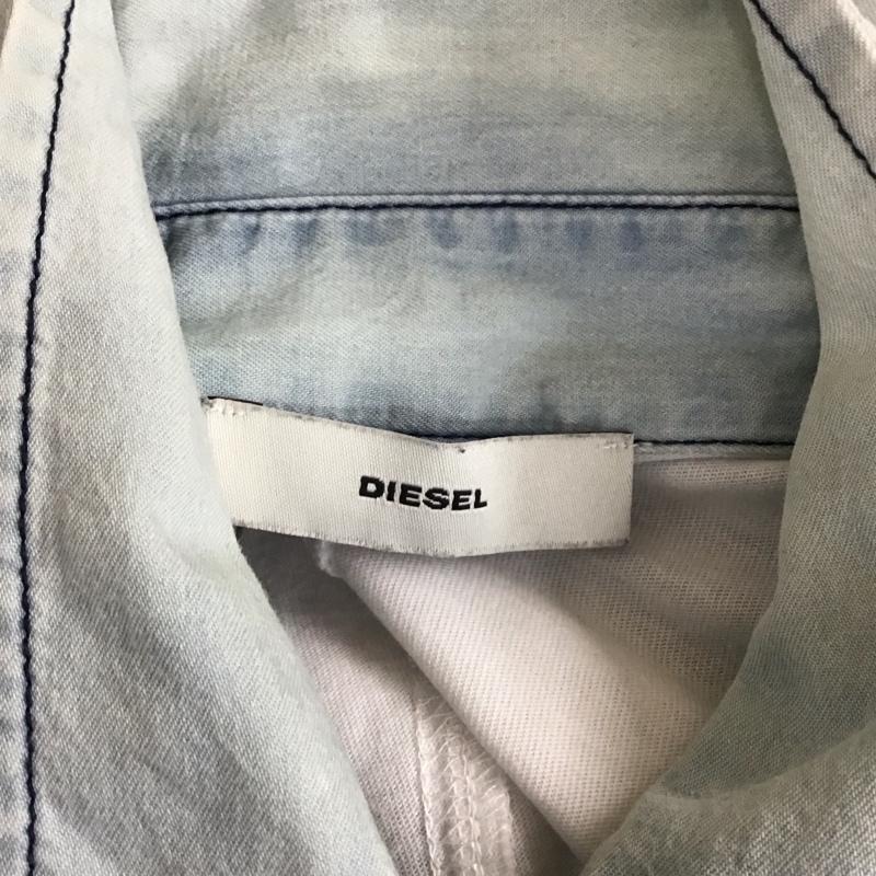 ディーゼル DIESEL シャツ、ブラウス 長袖 長袖シャツ カラーシャツ ポケットシャツ 長袖カットソー バイカラーシャツ XS 無地 インディゴ / インディゴ / レディース USED 古着 中古 10117644