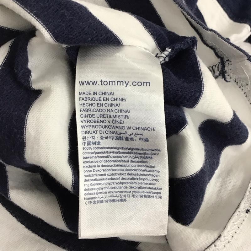 トミー ジーンズ TOMMY JEANS Tシャツ 半袖 L ボーダー柄 白 / ホワイト / X 紺 / ネイビー / メンズ USED 古着 中古 10134830