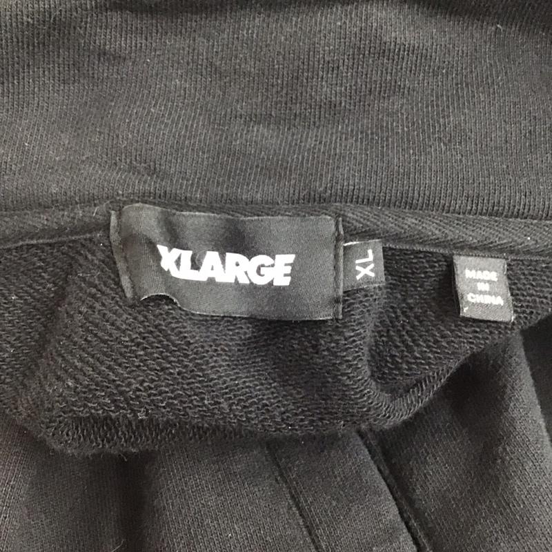 エクストララージ XLARGE トレーナー 長袖 長袖トレーナー スウェット ジップアップネック リブスウェットカットソー XL ロゴ、文字 黒 / ブラック /  メンズ USED 古着 中古 10120613