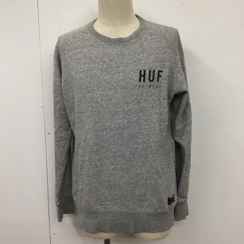 ハフ HUF トレーナー 長袖 長袖スウェット 長袖トレーナー リブカットソー 長袖カットソー プリントトレーナー S ロゴ、文字 灰 / グレー / メンズ USED 古着 中古 10110934