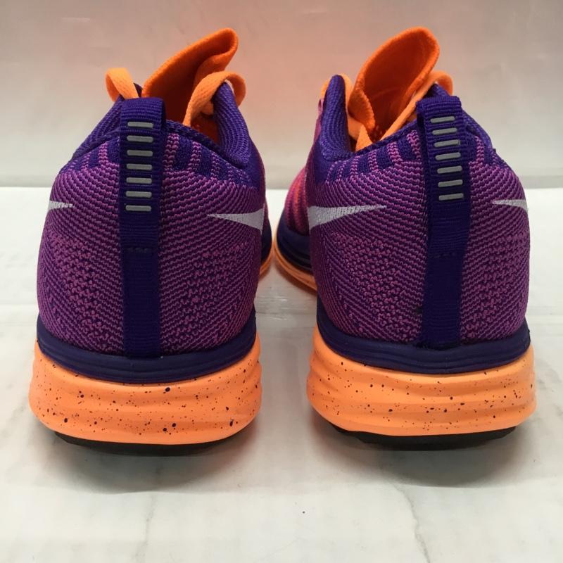 ナイキ NIKE スニーカー スニーカー 620658 815 WMNS FLYKNIT LUNAR 2 24.5cm 箱有 24.5cm ロゴ、文字 橙 / オレンジ / X 紫 / パープル / レディース USED 古着 中古 10108847
