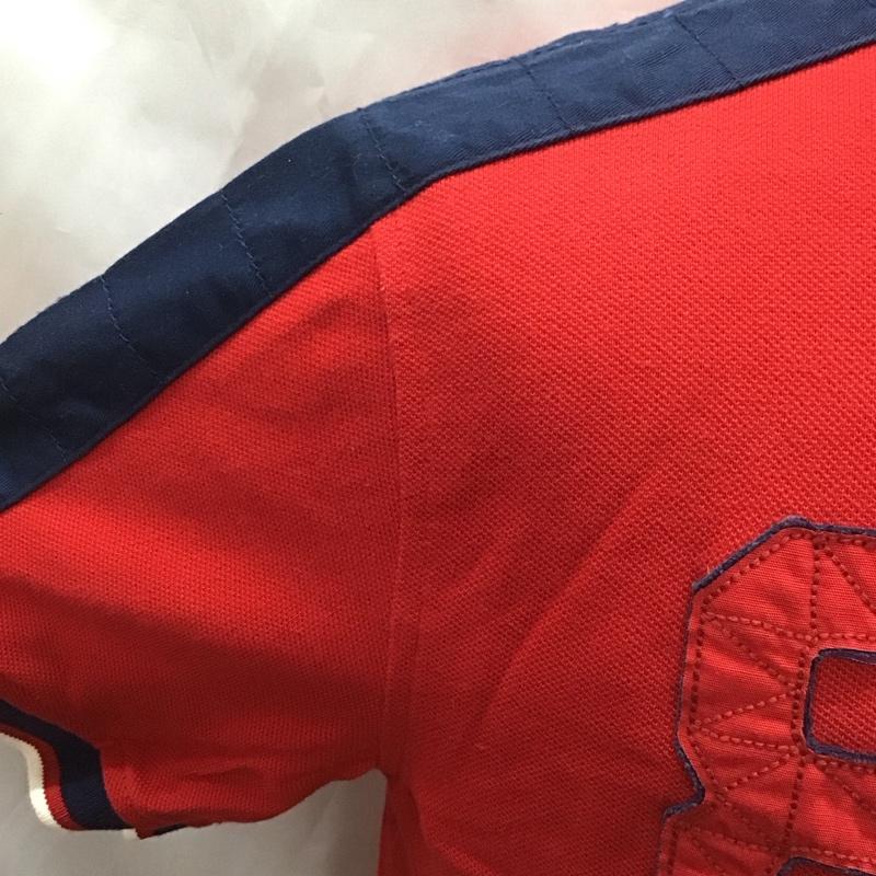 トミーヒルフィガー TOMMY HILFIGER ポロシャツ 半袖 半袖ポロシャツ 半袖カットソー カラーシャツ M ロゴ、文字 赤 / レッド / X 紺 / ネイビー /  メンズ USED 古着 中古 10111025