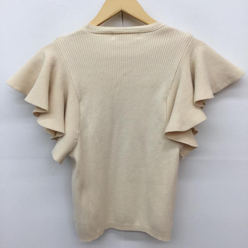リリー ブラウン Lily Brown カットソー 半袖 ラッフルフリルニット FREE 無地 ベージュ / ベージュ / レディース USED 古着 中古 10135936