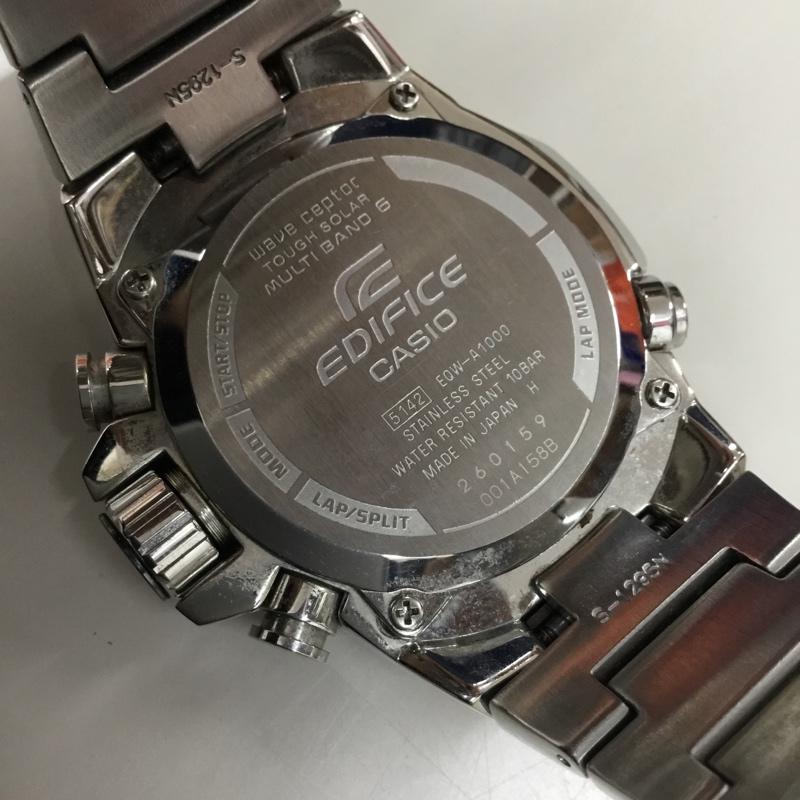 カシオ CASIO 腕時計 アナログ(クォーツ式) EQW-A1000 EDIFICE ソーラー電波 箱有 ロゴ、文字 銀 / シルバー / X 黒 / ブラック / メンズ USED 古着 中古 10106514