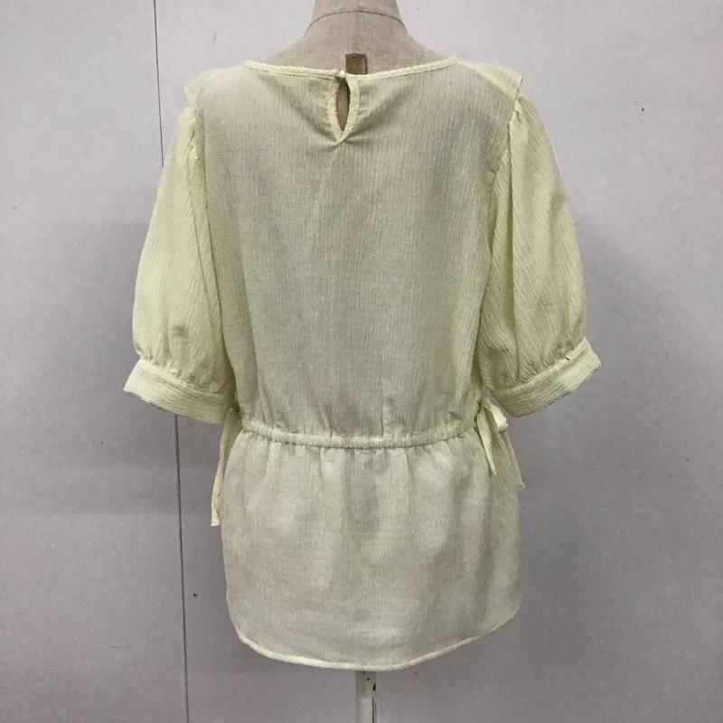 エヘカソポ ehka sopo カットソー 半袖 1710331 フリルペプラムブラウス FREE 無地 黄 / イエロー /  レディース USED 古着 中古 10114058