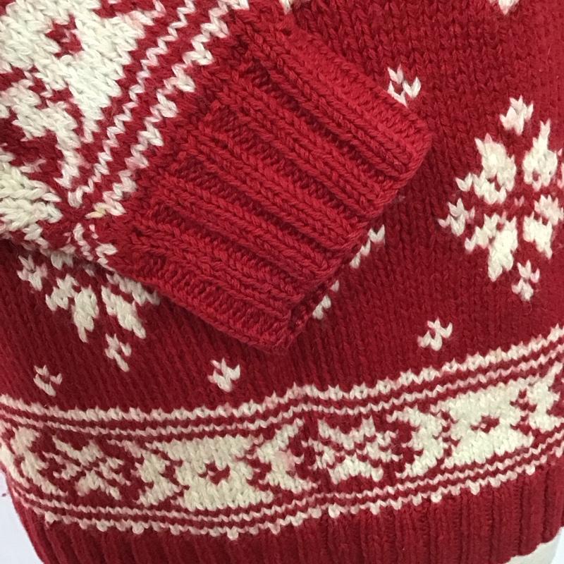 トミーヒルフィガー TOMMY HILFIGER ニット、セーター 長袖 90年代 雪 XS 総柄 赤 / レッド / X アイボリー / アイボリー / メンズ USED 古着 中古 10109934