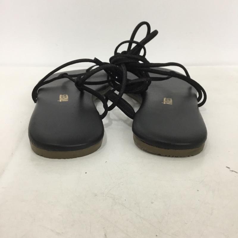 古着 USED サンダル サンダル TKEES 編み上げ レースアップ 39 US:8 無地 黒 / ブラック / レディース USED 古着 中古 10138012