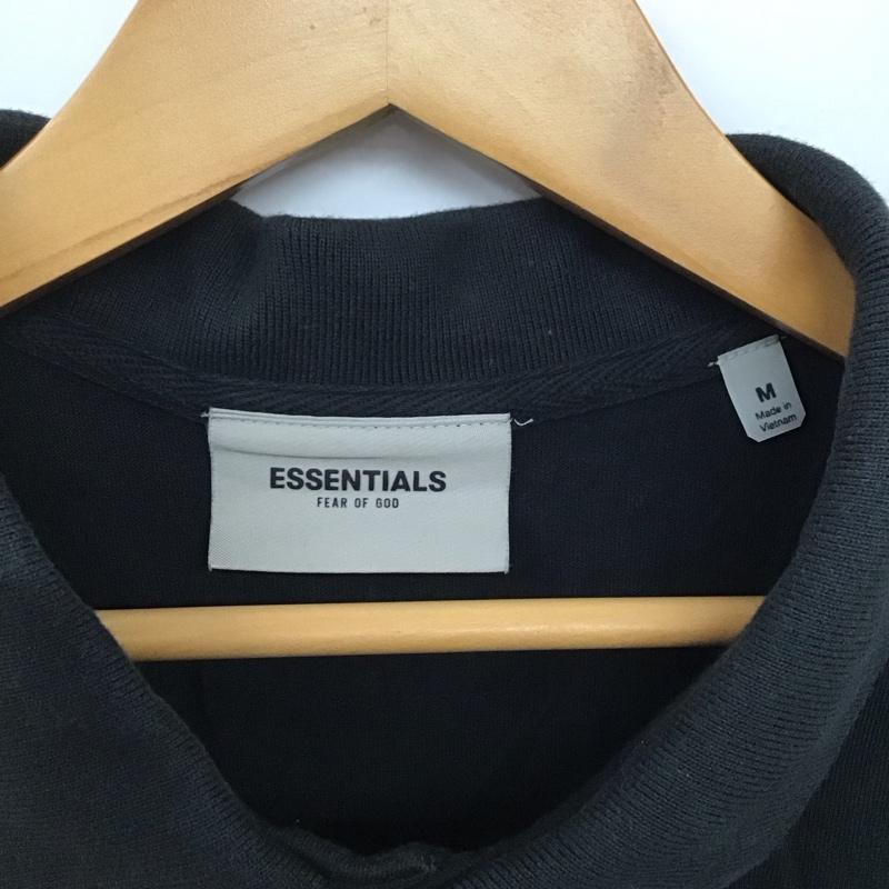 エッセンシャルズ ESSENTIALS ポロシャツ 半袖 半袖ポロシャツ 半袖カットソー カラーシャツ M ロゴ、文字 黒 / ブラック / メンズ USED 古着 中古 10132889