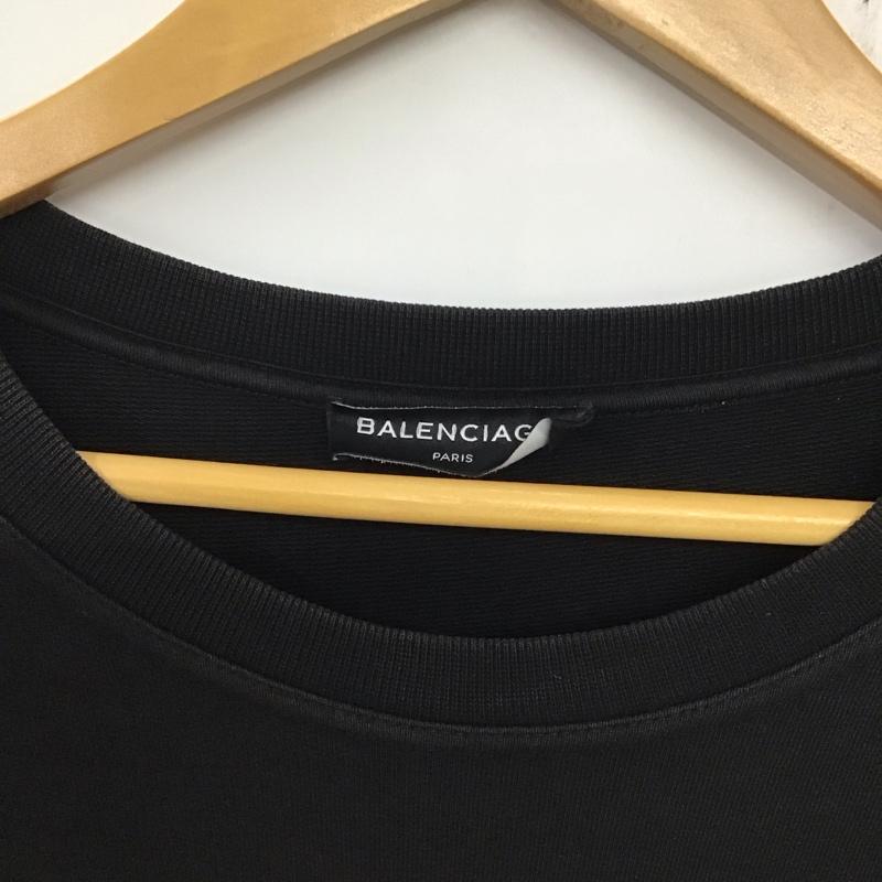 バレンシアガ BALENCIAGA トレーナー 長袖 長袖トレーナー スウェット クルーネック プルオーバー S ロゴ、文字 黒 / ブラック / メンズ USED 古着 中古 10137255