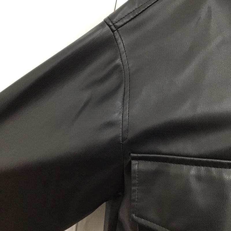 ザラ ZARA ジャケット、上着 ジャケット、ブレザー 3427 790 800 フェイクレザー シャツジャケット XS 無地 黒 / ブラック / レディース USED 古着 中古 10118454
