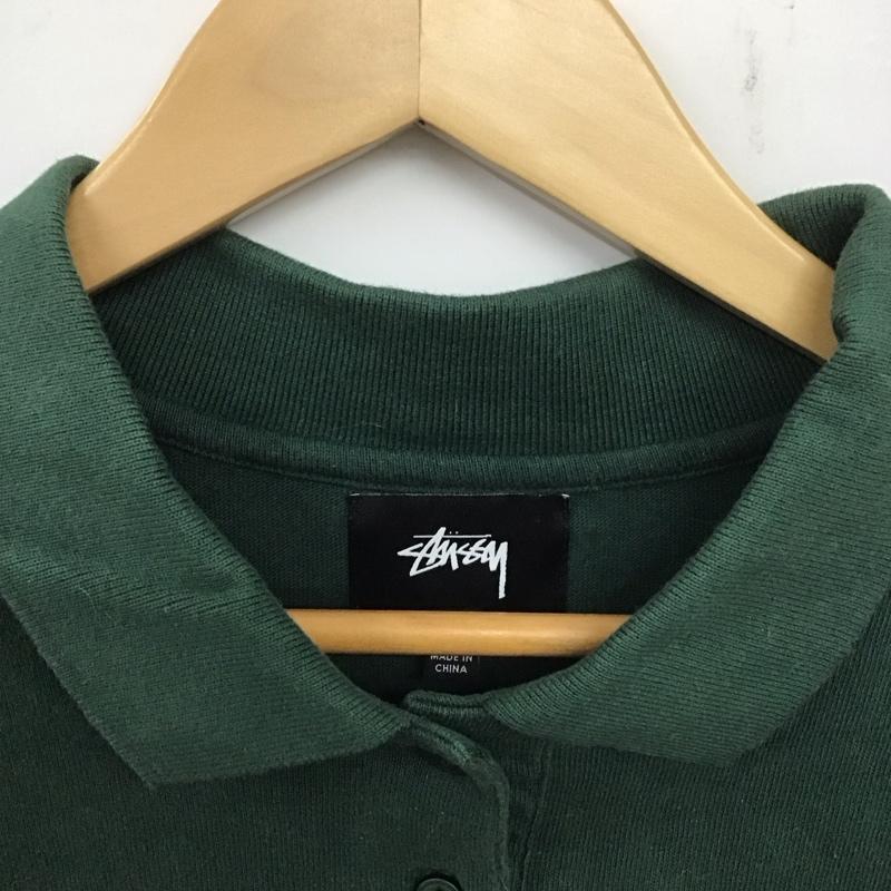 ステューシー STUSSY ポロシャツ 長袖 長袖ポロシャツ 長袖カットソー カラーシャツ M ロゴ、文字 緑 / グリーン / メンズ USED 古着 中古 10139555