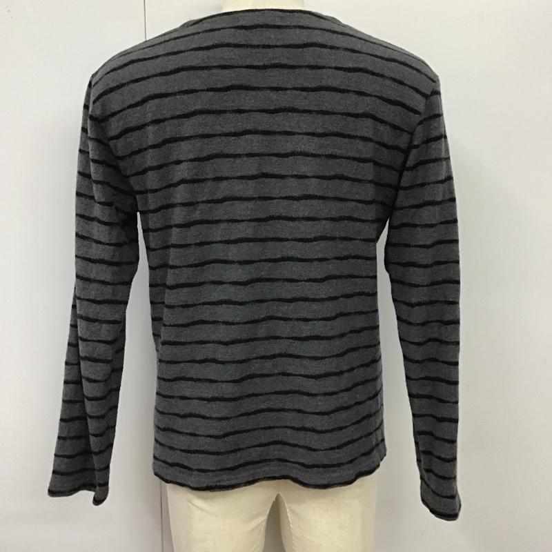バーバリーブラックレーベル BURBERRY BLACK LABEL ニット、セーター 長袖 長袖ニットカットソー ニット セーター Vネックニット 3 ボーダー柄 灰 / グレー / メンズ USED 古着 中古 10120368