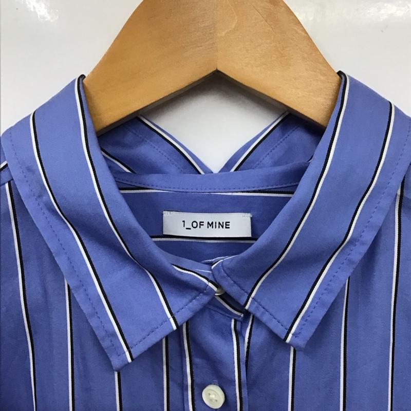 ワンオブマイン 1_OF MINE シャツ、ブラウス 長袖 3611-105-1647 スリットロングシャツ FREE ストライプ 水色 / ライトブルー / レディース USED 古着 中古 10131744