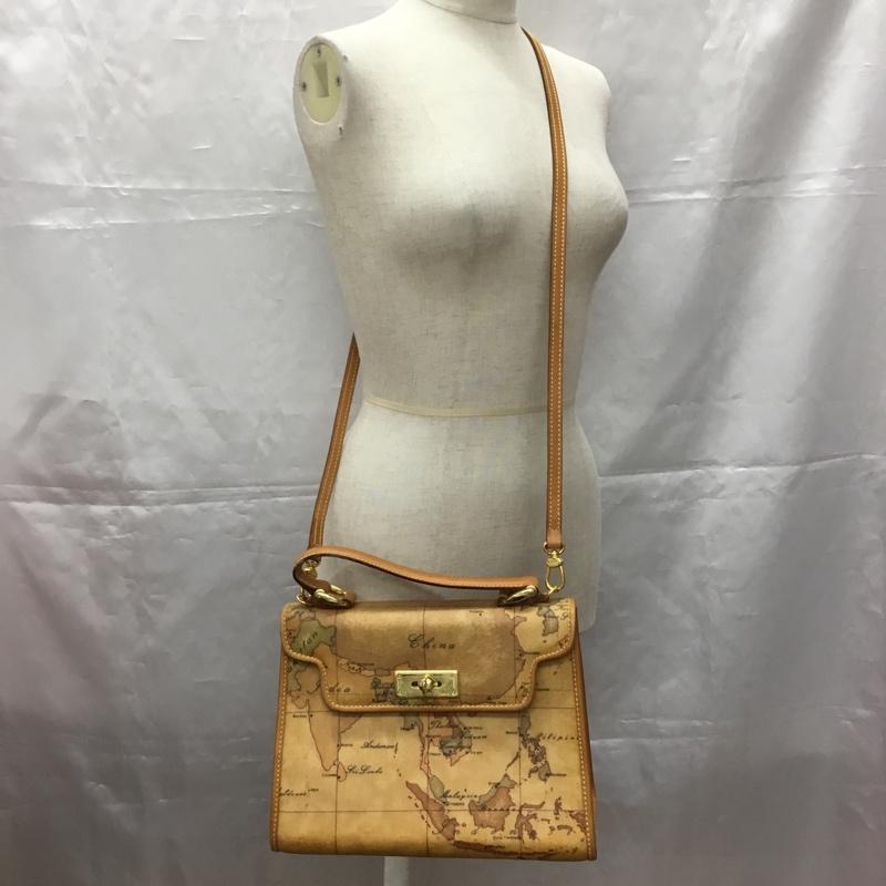 プリマクラッセ PRIMA CLASSE ハンドバッグ ハンドバッグ 地図柄 ショルダーバッグ 2WAY 総柄 茶 / ブラウン / レディース USED 古着 中古 10107595