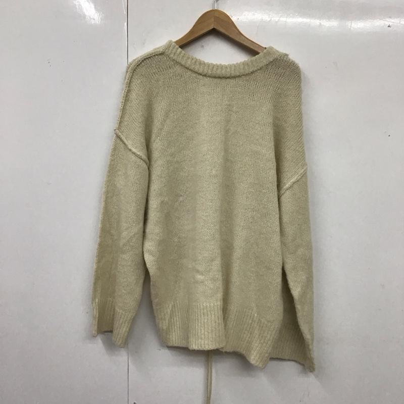 カスタネ Kastane ニット、セーター 長袖 長袖ニットカットソー ニット セーター クルーネックニット 背中編み上げ FREE 無地 白 / ホワイト / レディース USED 古着 中古 10119563