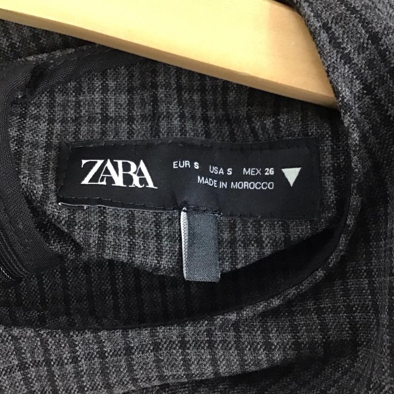 ザラ ZARA カットソー 長袖 8481/718/922 ショート丈 レイヤードトップス S チェック チャコールグレー / チャコールグレー / X 青 / ブルー / レディース USED 古着 中古 10133626