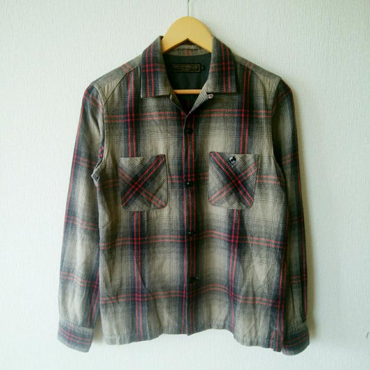 ロストコントロール LOST CONTROL シャツ、ブラウス 長袖 1 チェック ベージュ / ベージュ / X 茶 / ブラウン / X 赤 / レッド /  メンズ USED 古着 中古 10008452