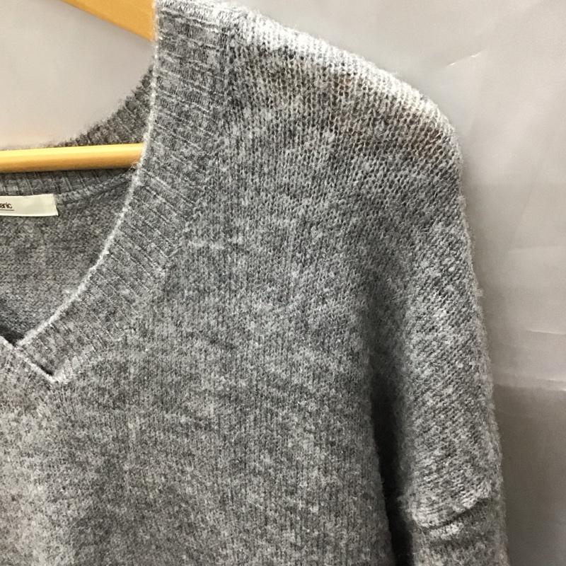チャオパニック CIAOPANIC ワンピース ひざ丈スカート ニットワンピース 長袖 Vネック M 無地 灰 / グレー / レディース USED 古着 中古 10115456