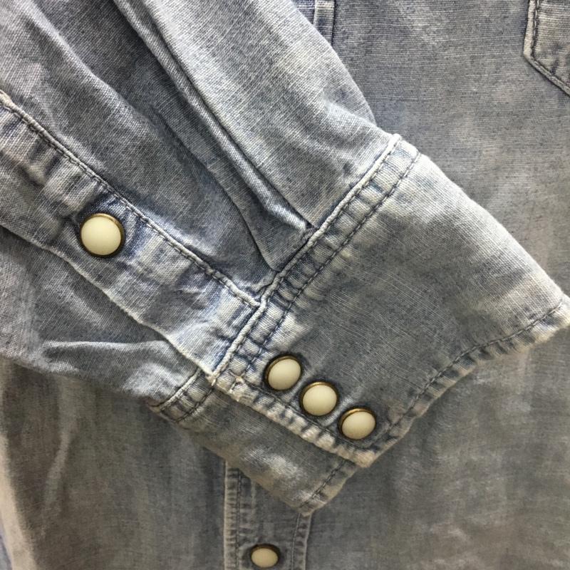 レミ レリーフ REMI RELIEF シャツ、ブラウス 長袖 長袖シャツ ノーカラーシャツ ポケットシャツ 長袖カットソー デニムシャツ L 無地 インディゴ / インディゴ /  メンズ USED 古着 中古 10109431
