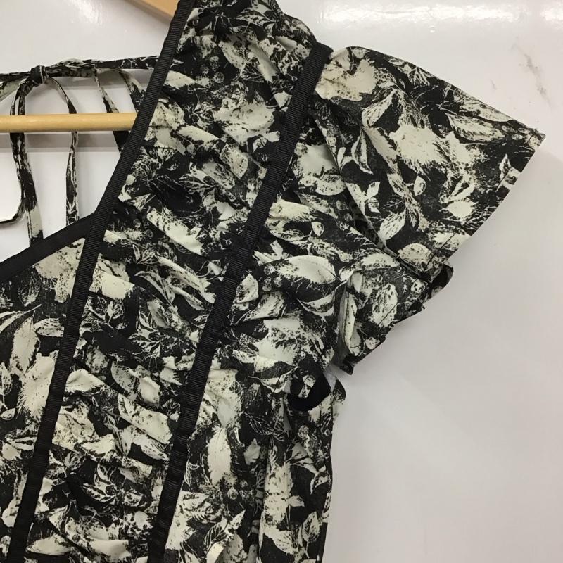 リエンダ rienda ワンピース ロングスカート 110GA633-1470 トリミングテープギャザーフレアOP S 総柄 黒 / ブラック / レディース USED 古着 中古 10139400