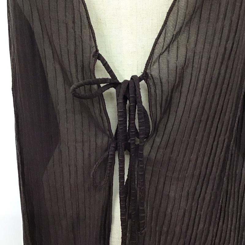 ザラ ZARA カーディガン 長袖 長袖カーディガン 長袖カットソー ノーカラージャケット 前開カーディガン L 無地 茶 / ブラウン /  レディース USED 古着 中古 10114925