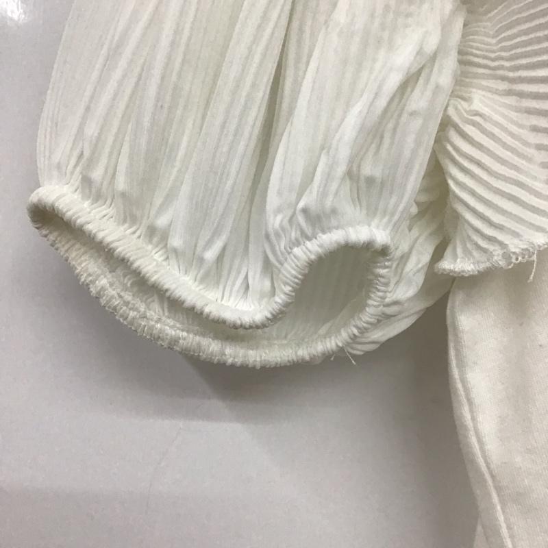 ザラ ZARA カットソー 半袖 0085 378 251 袖プリーツ フリル M 無地 白 / ホワイト / レディース USED 古着 中古 10139119