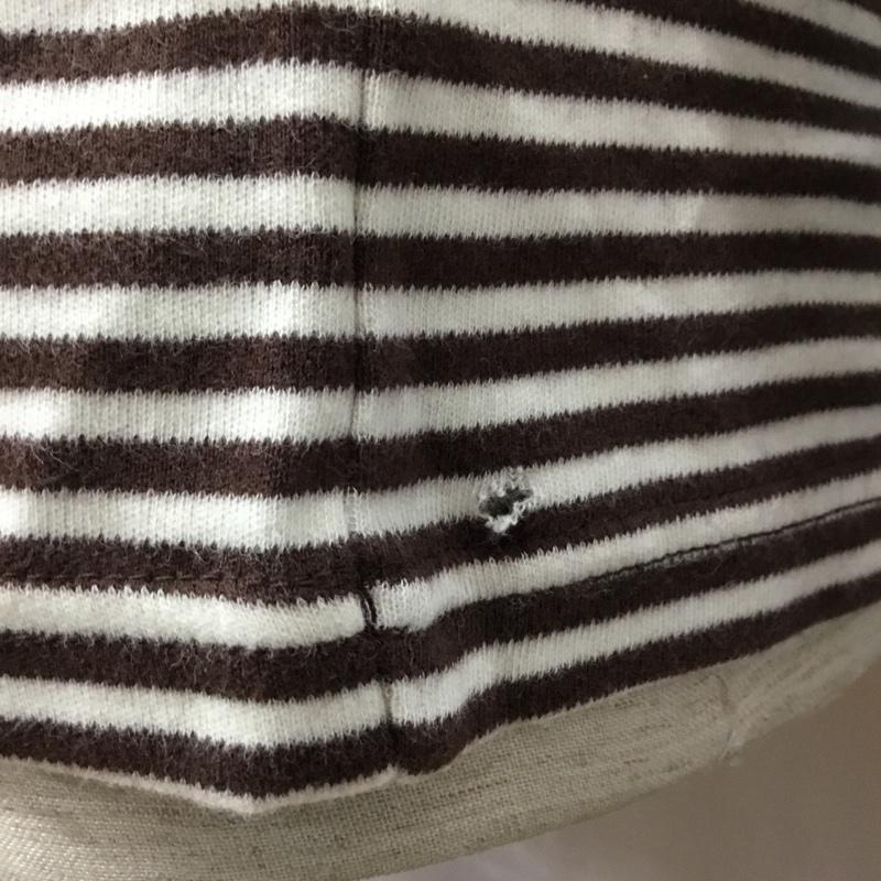 ブルックスブラザーズ BROOKS BROTHERS カットソー 長袖 52326-81 ハーフジップ M ボーダー柄 白 / ホワイト / X 茶 / ブラウン /  メンズ USED 古着 中古 10111383