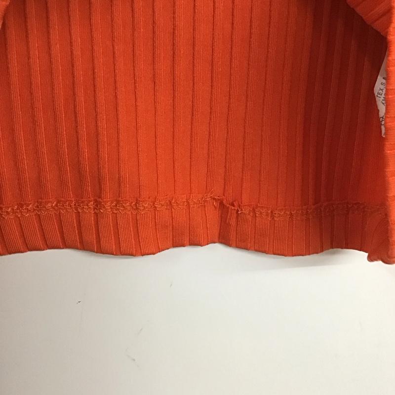 ザラ ZARA カットソー 半袖 ノースリーブカットソー リブカットソー XL 無地 橙 / オレンジ / レディース USED 古着 中古 10135556