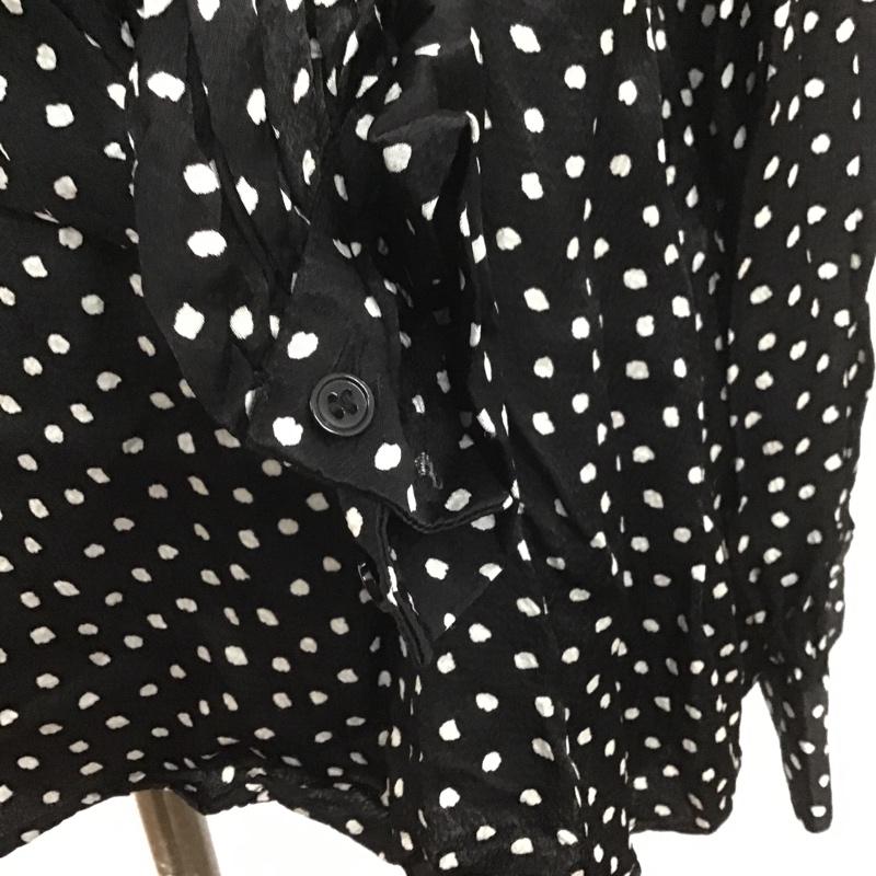 ザラ ZARA カットソー 長袖 スタンドネック バックリボン XS ドット 黒 / ブラック / X 白 / ホワイト /  レディース USED 古着 中古 10107147