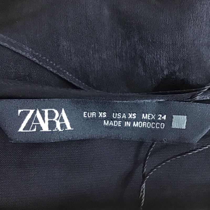 ザラ ZARA ワンピース ロングスカート 8532 762 800 Vネック サイドスリット XS 無地 黒 / ブラック / レディース USED 古着 中古 10139407
