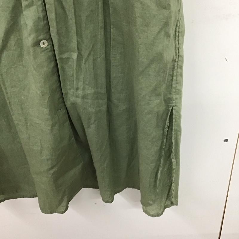 レイカズン Ray Cassin ワンピース ロングスカート 長袖ロングスカート シャツワンピース ノーカラーワンピース M 無地 カーキ / カーキ / レディース USED 古着 中古 10136102