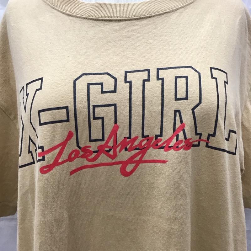 エックスガール X-girl Tシャツ 半袖 クルーネック ロゴ、文字 ベージュ / ベージュ / レディース USED 古着 中古 10117036
