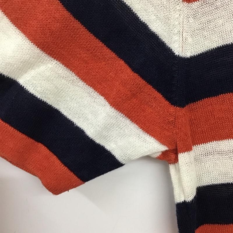 バーバリーブラックレーベル BURBERRY BLACK LABEL ニット、セーター 半袖 半袖ニットカットソー クルーネック セーター 2 ボーダー柄 白 / ホワイト / X 橙 / オレンジ / X 紺 / ネイビー / メンズ USED 古着 中古 10135472