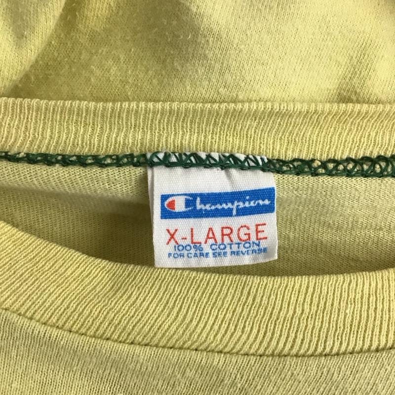 チャンピオン Campion Tシャツ 半袖 XL ロゴ、文字 X プリント 黄 / イエロー / メンズ USED 古着 中古 10130882