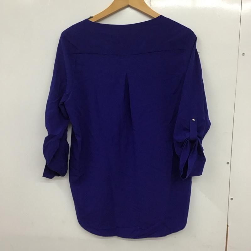 ザラ ZARA カットソー 長袖 3666 153 420 Vネック M 無地 青 / ブルー / レディース USED 古着 中古 10133707