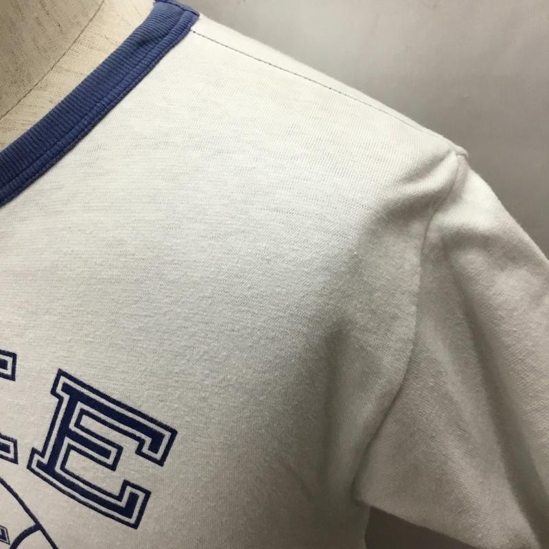 ウエアハウス WAREHOUSE Tシャツ 半袖 半袖カットソー プリントTシャツ クルーネックカットソー リバーシブル 36 プリント 白 / ホワイト / X 水色 / ライトブルー /  メンズ USED 古着 中古 10108985