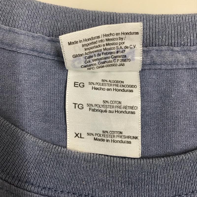 ギルダン GILDAN Tシャツ 半袖 クルーネック バックプリント XL ロゴ、文字 水色 / ライトブルー / メンズ USED 古着 中古 10122621