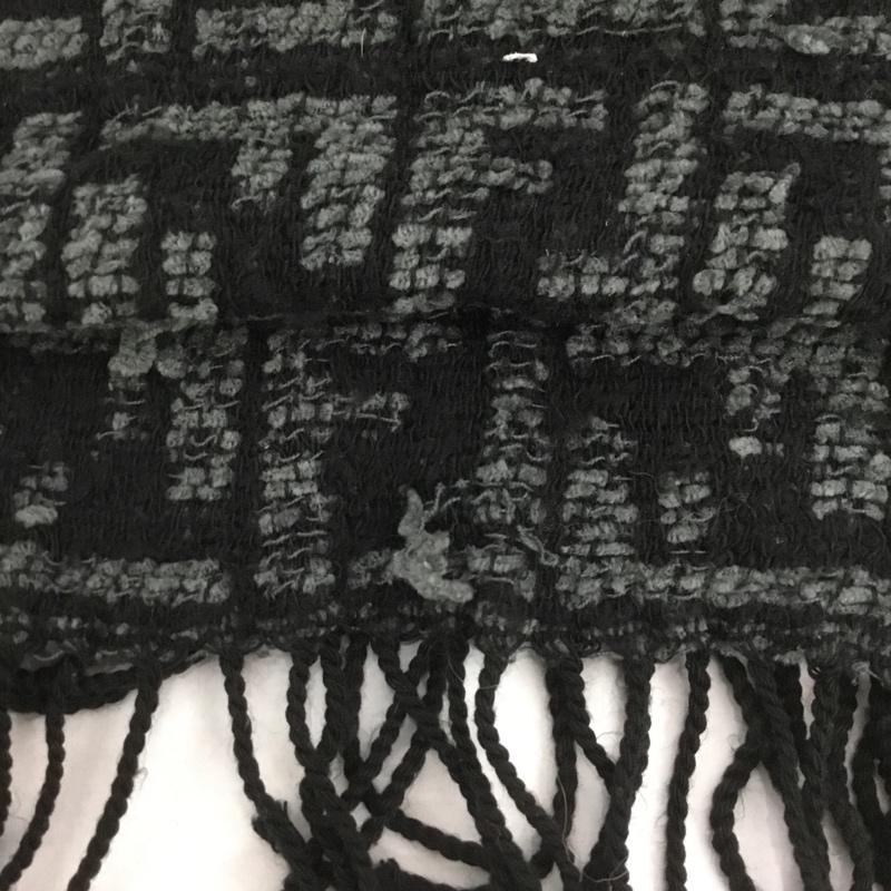 フェンディ FENDI マフラー マフラー フリンジ 総柄 黒 / ブラック / X 灰 / グレー / メンズ USED 古着 中古 10127686
