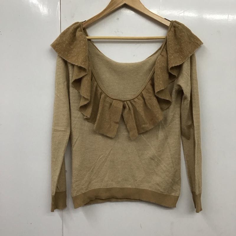ジルスチュアート JILLSTUART カットソー 長袖 長袖カットソー ワイドネックカットソー ロングスリーブカットソー M ボーダー柄 茶 / ブラウン / レディース USED 古着 中古 10117889