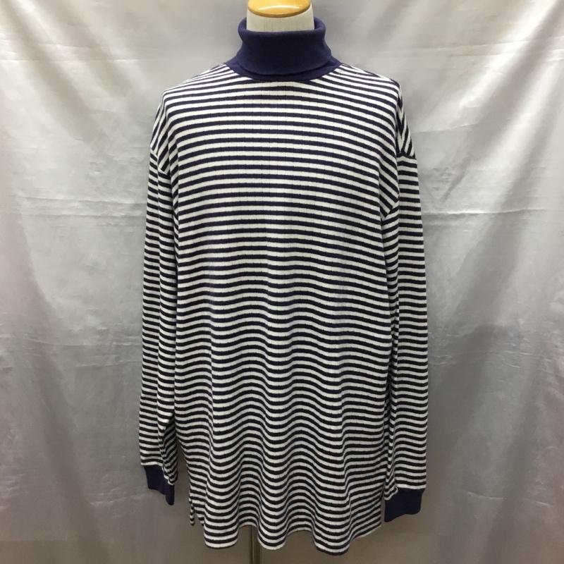 ラルフローレン RALPHLAUREN ニット、セーター 長袖 長袖ニットカットソー ニット セーター タートルネックニット L ボーダー柄 白 / ホワイト / X 紺 / ネイビー / メンズ USED 古着 中古 10120258