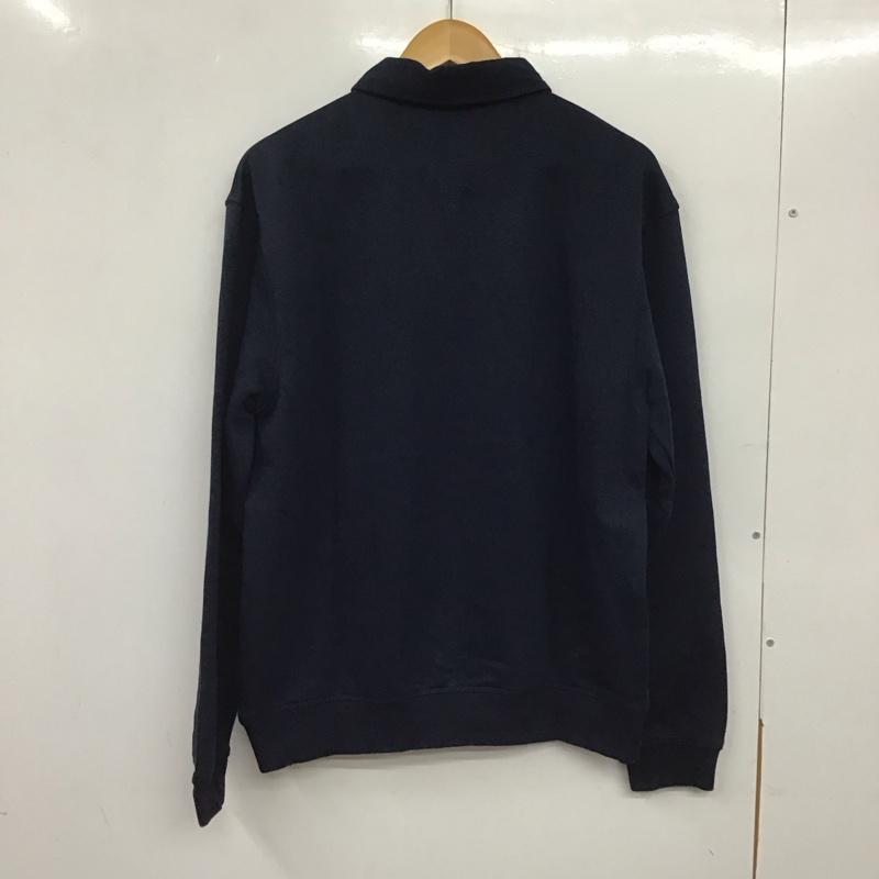 ザラ ZARA ポロシャツ 長袖 長袖ポロシャツ スウェット 長袖カットソー M 無地 紺 / ネイビー / メンズ USED 古着 中古 10136718