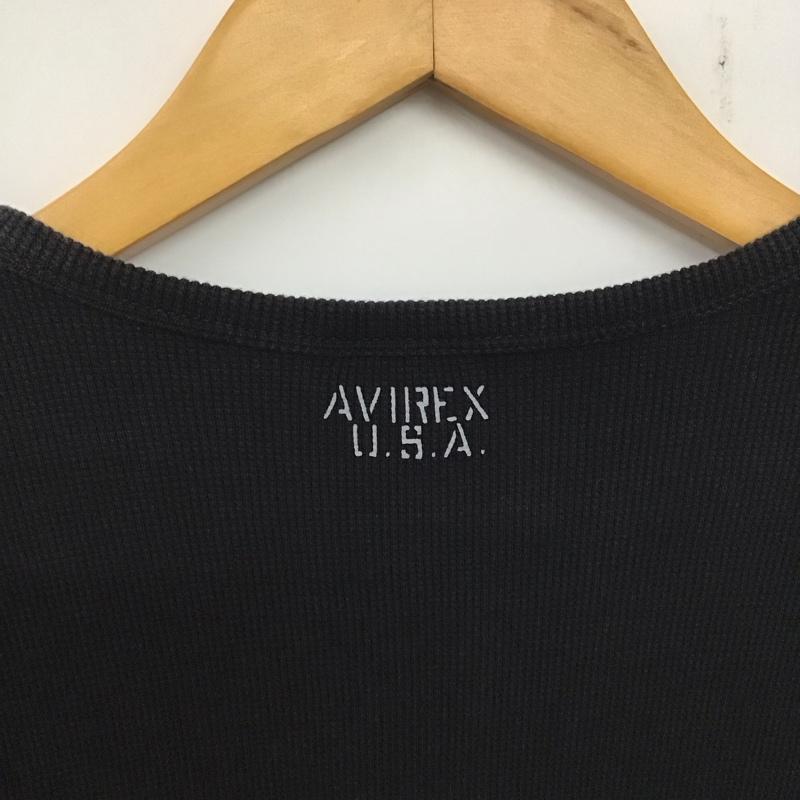 アヴィレックス AVIREX U.S.A. カットソー 長袖 長袖カットソー 無地カットソー クルーネック S 無地 黒 / ブラック / メンズ USED 古着 中古 10137674