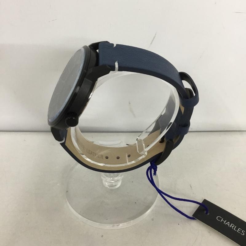 シャルルホーゲル CHARLESVOGELE 腕時計 アナログ(クォーツ式) V0718 レザーベルト カレンダー ロゴ、文字 銀 / シルバー / X 黒 / ブラック / メンズ USED 古着 中古 10135176