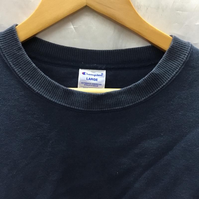 チャンピオン Champion トレーナー 長袖 C3-Q035 裏起毛 L ワンポイント 紺 / ネイビー /  メンズ USED 古着 中古 10118979