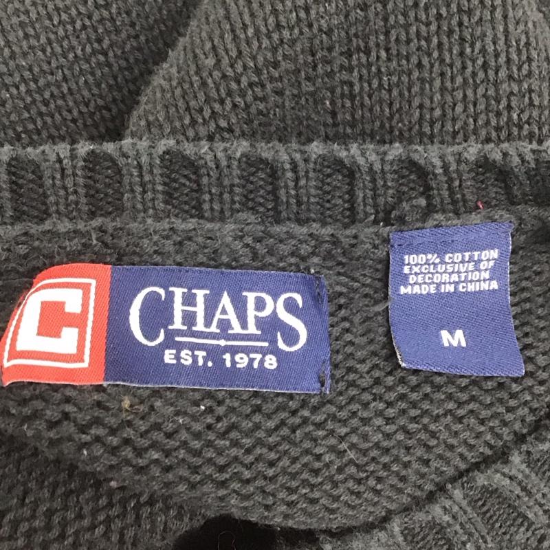 チャップス CHAPS ニット、セーター 長袖 長袖ニットカットソー ニット セーター クルーネックニット M ロゴ、文字 黒 / ブラック / メンズ USED 古着 中古 10124597