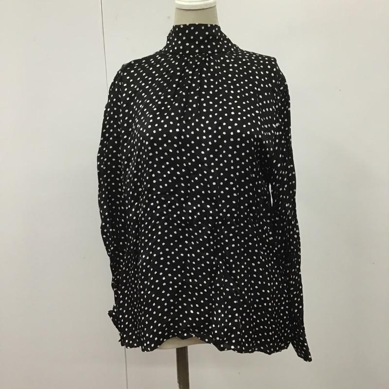 ザラ ZARA カットソー 長袖 スタンドネック バックリボン XS ドット 黒 / ブラック / X 白 / ホワイト /  レディース USED 古着 中古 10107147