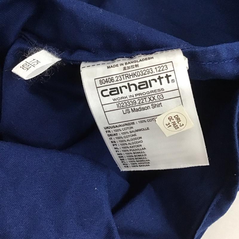 カーハート Carhartt シャツ、ブラウス 長袖 長袖シャツ 無地シャツ カラーシャツ ボタンダウンシャツ M ロゴ、文字 青 / ブルー / メンズ USED 古着 中古 10149160